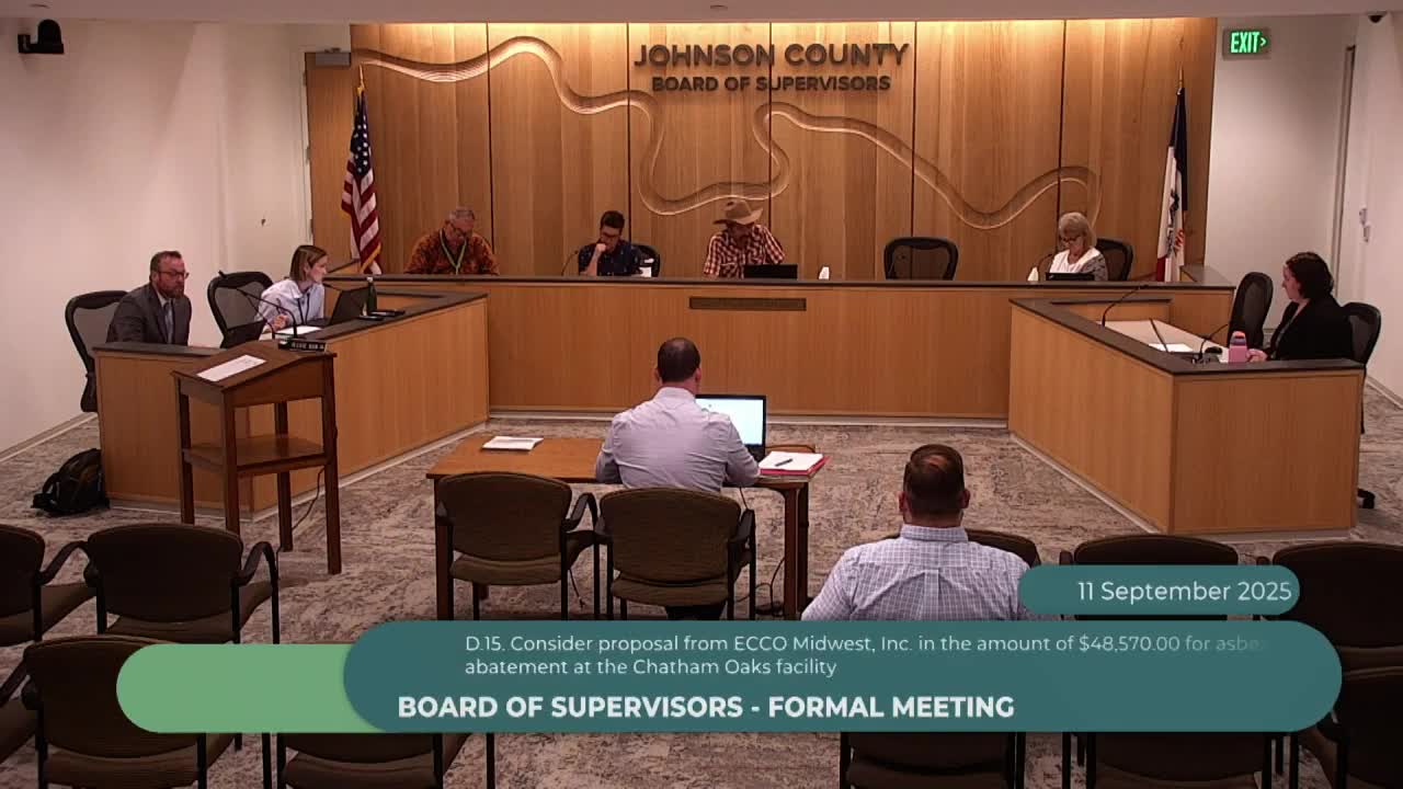 Board awards $48,570 asbestos‑abatement contract for Chatham Oaks