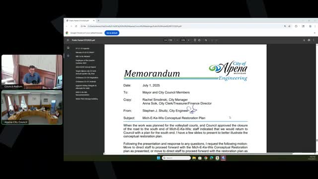 Council approves Mishiquis park restoration plan and authorizes $20,000 in restricted funds