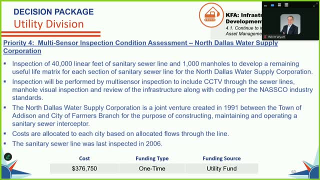 Addison staff seek funds for meter modernization, pump-station assessment and joint sewer inspection with Farmers Branch