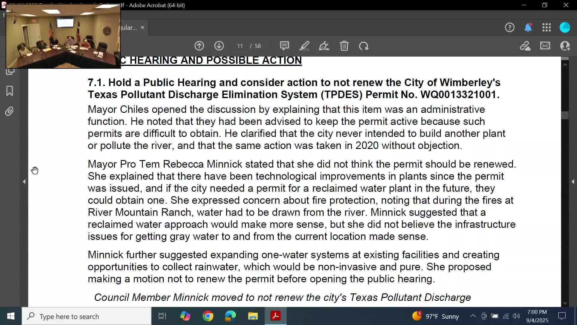 Wimberley council approves 3% raise and one‑year extension for City Administrator Tim Patek