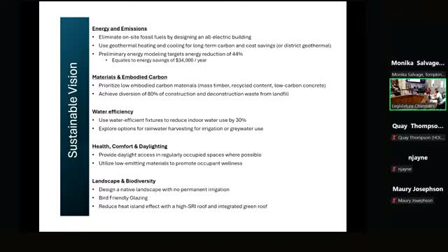 Design team proposes all‑electric, geothermal and low‑carbon materials for Tompkins County center