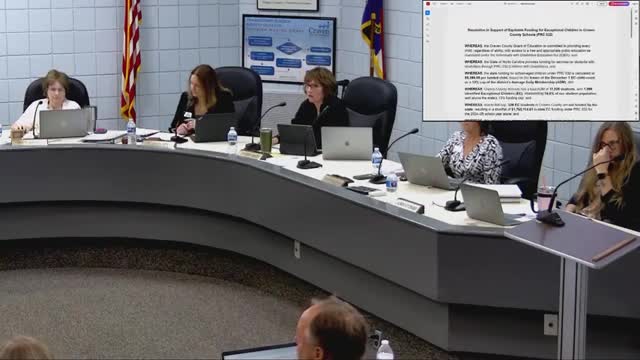 Craven County Board adopts resolution urging more equitable funding for exceptional‑children services
