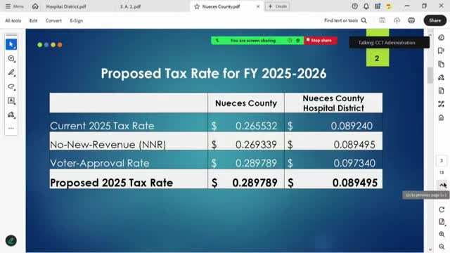 Nueces County adopts FY25–26 budget and raises voter-approved property tax rate to 0.289789