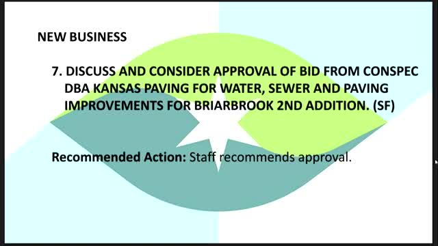 Council awards Briar Brook construction contract and extends assessment levy period to three years