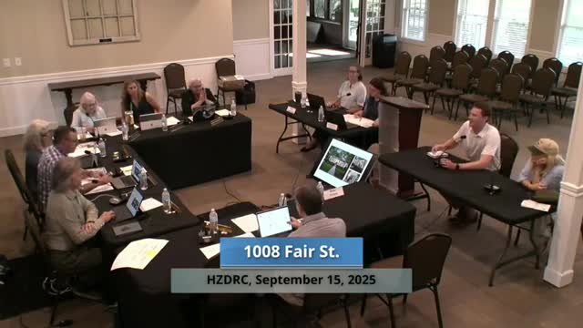 DRC asks for simplification of accessory building and refinement of dormer and porch on addition at 1008 Fair Street
