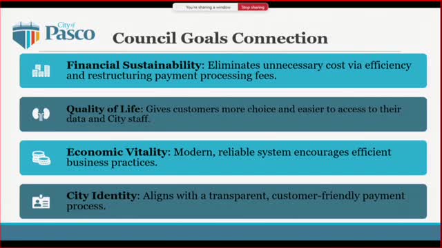 Pasco staff recommends switch to Tyler Payments; council signals support to pass credit-card fees to users