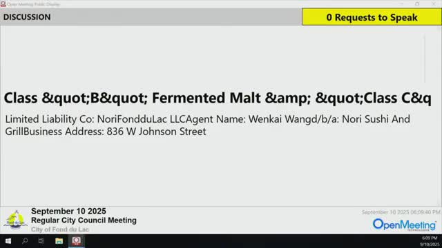Council approves alcohol licenses for Nori Sushi and Grill at 836 West Johnson St.