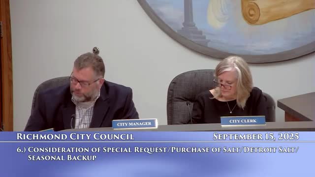 Council authorizes up to $36,329 for road salt under state contract; MDOT reimburses M‑19 salt use