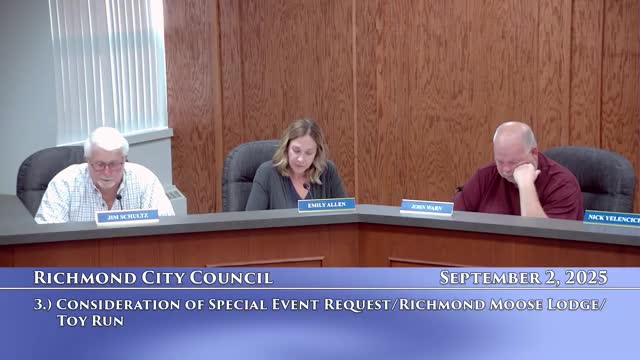 Council OKs Richmond Moose Lodge annual Toy Run and promotional banner