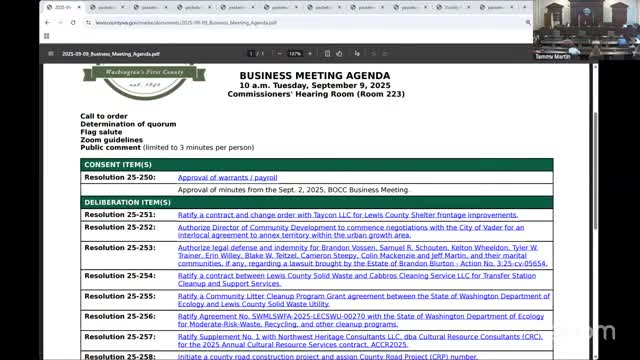County nearing completion of shelter frontage work; contract with Taycon LLC authorized