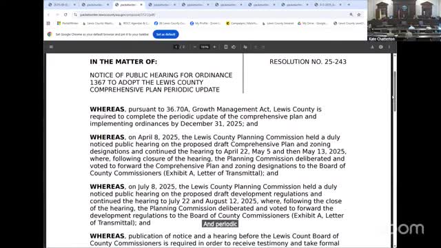 Lewis County schedules Sept. 23 hearing for periodic comprehensive plan update