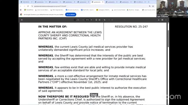 Lewis County approves jail medical contract with Correctional Health Partners