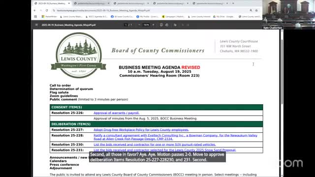 Lewis County commissioners adopt drug‑free workplace policy for county employees