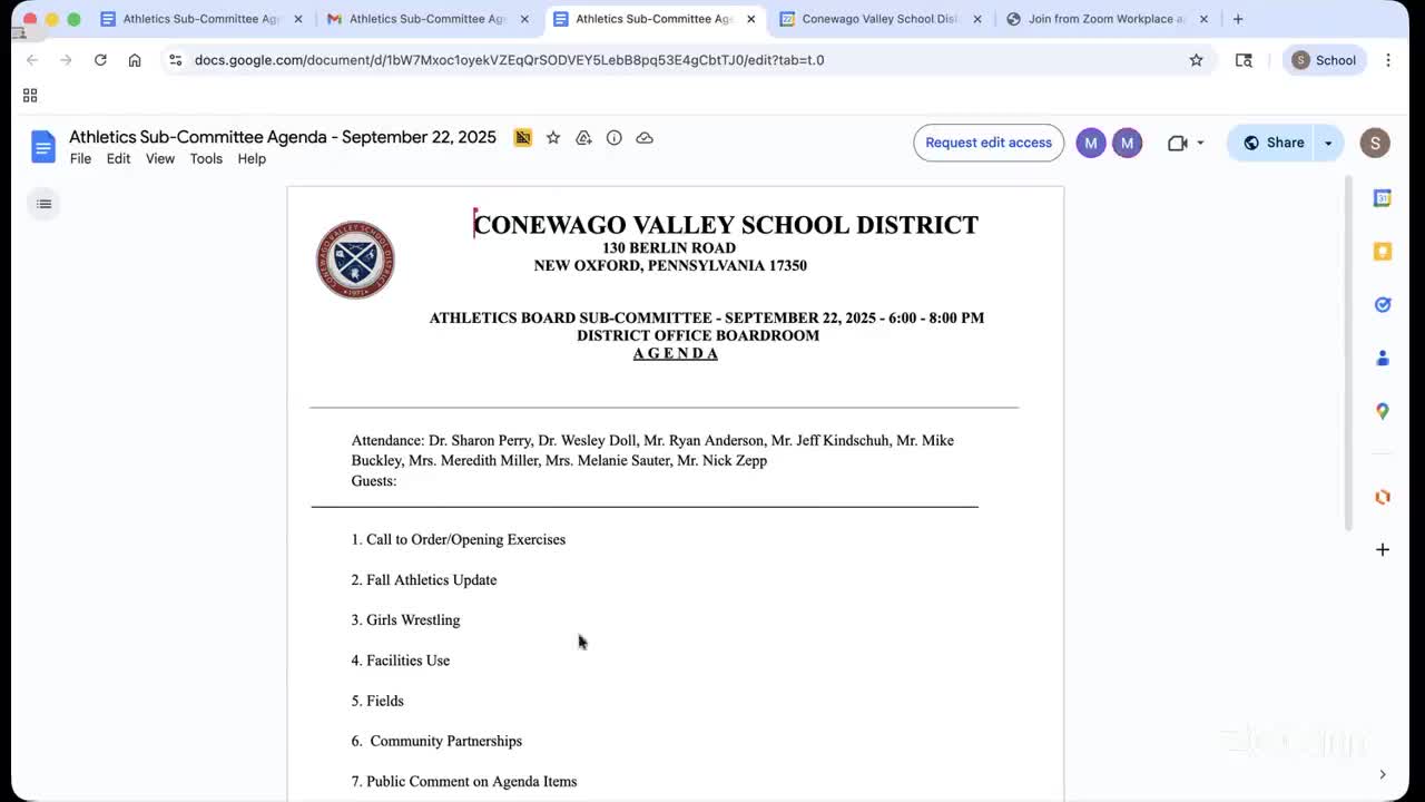 Athletics Subcommittee Discusses Field Conditions and Community Partnerships at September Meeting