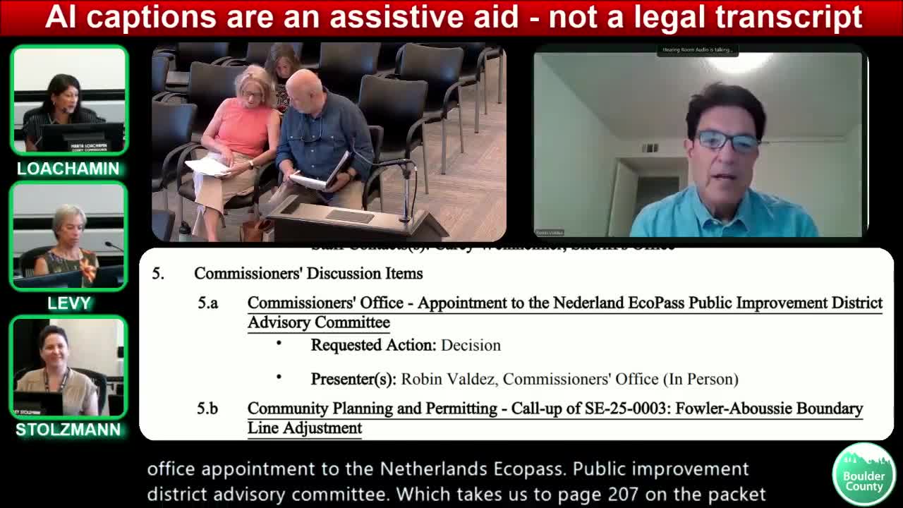 Commissioners appoint Tierney Maris to Nederland EcoPass Public Improvement District advisory committee