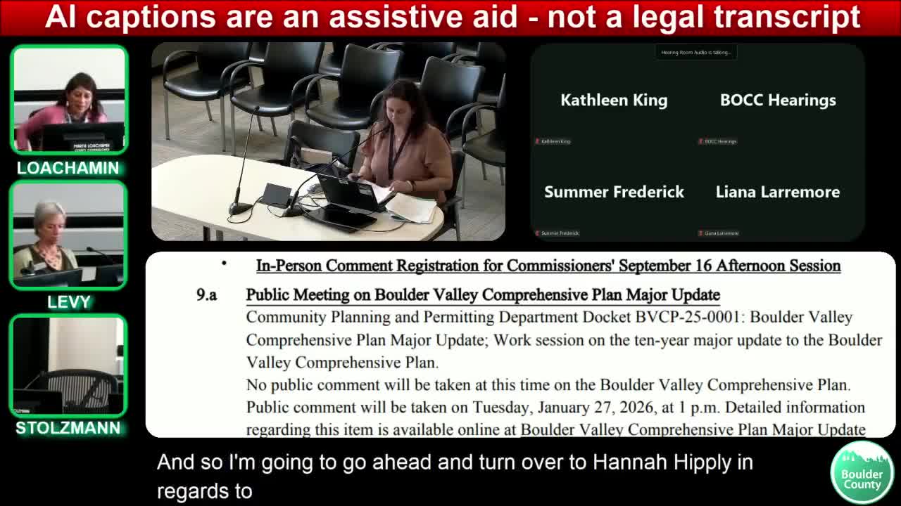 County reviews initial concepts for Boulder Valley Comprehensive Plan land-use map; commissioners press for modeling and clear policy on ADUs and rural lands