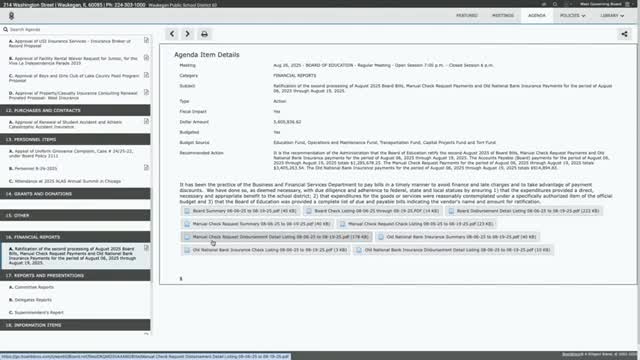 Waukegan school officials say district solvent while monitoring revenues; board ratifies $5.6 million in August payments