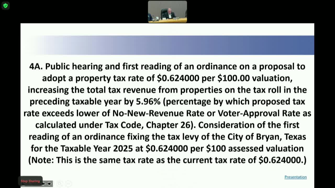 Bryan council adopts 2025 budget and raises property tax rate to 0.624 per $100