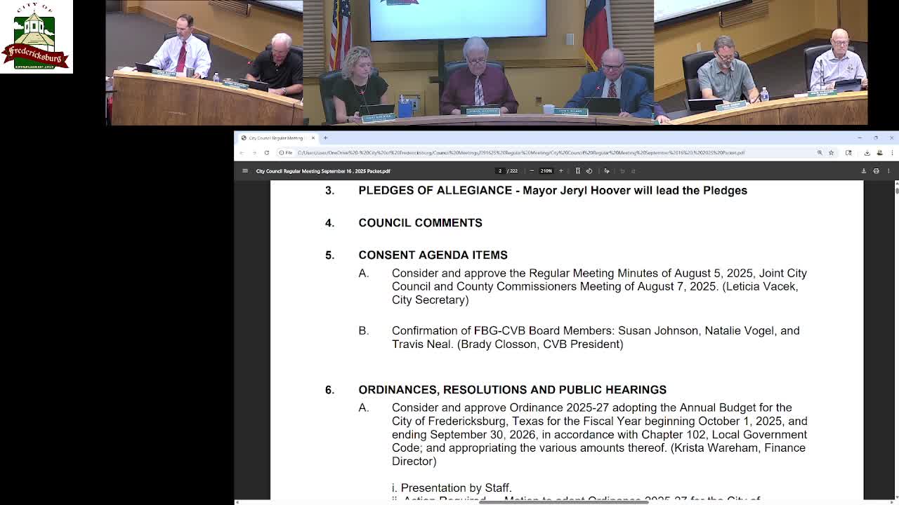 Fredericksburg council adopts $75 million FY2025 budget and a 0.227427 tax rate, prompting concerns over new fees