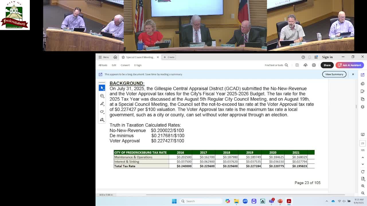 Fredericksburg council holds public hearings on proposed tax increase and budget, postpones final votes to Sept.16