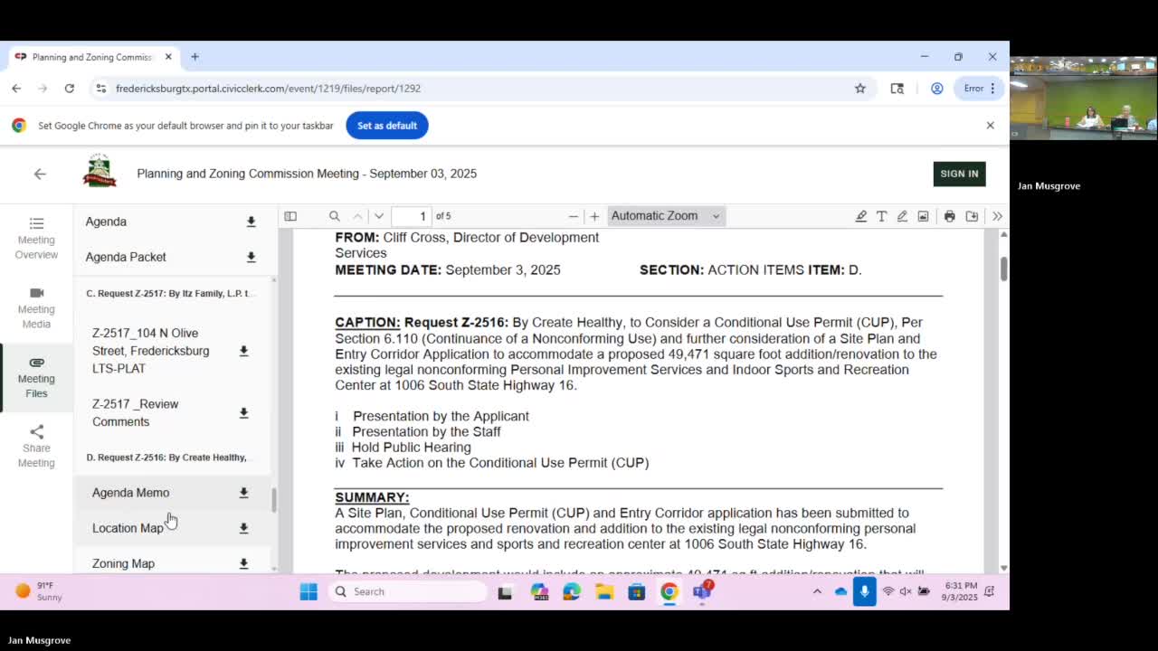 Commission approves conditional use permit for Create Healthy Wellness Center expansion, with parking covenant requirement