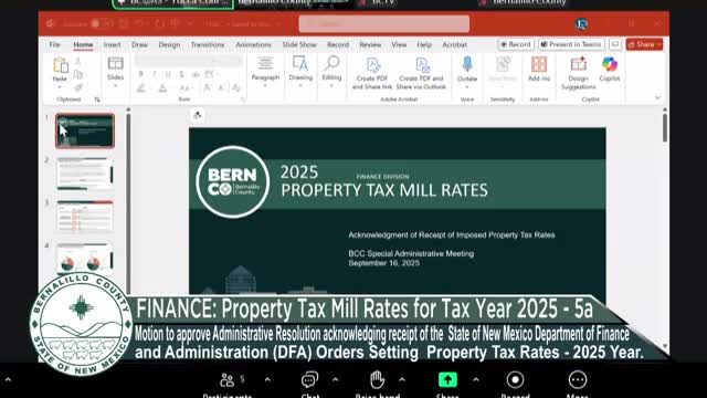Bernalillo County approves DFA property-tax rate orders for 2025 in 2-1 vote