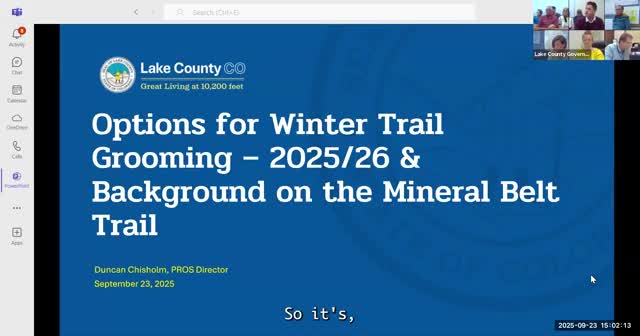 Lake County Officials Discuss Winter Grooming Options for Mineral Belt Trail and Golf Course