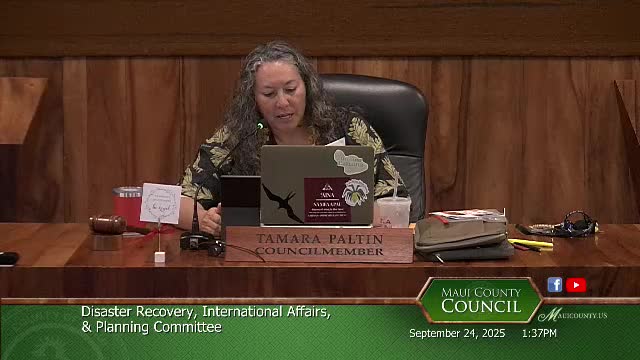 Maui County Council's DRIP Committee Discusses Intergovernmental Agreement and Zoning Changes