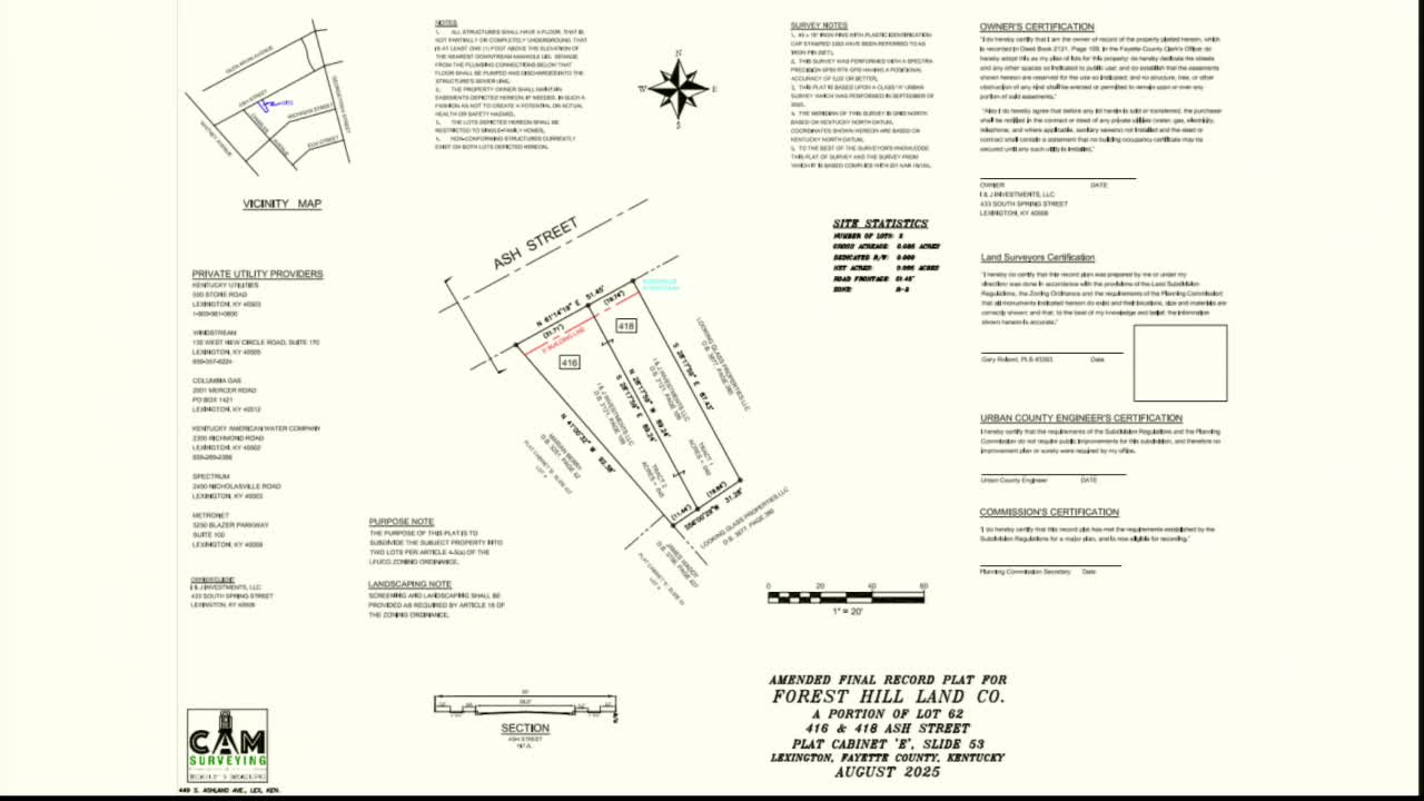Tech Committee Postpones Approval of Legal Descriptions for Acela Lot Subdivision