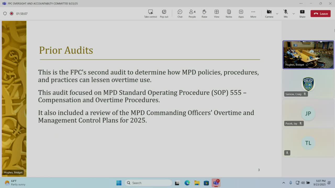 Milwaukee Police Department Evaluates Overtime Control Plans for Budget Efficiency