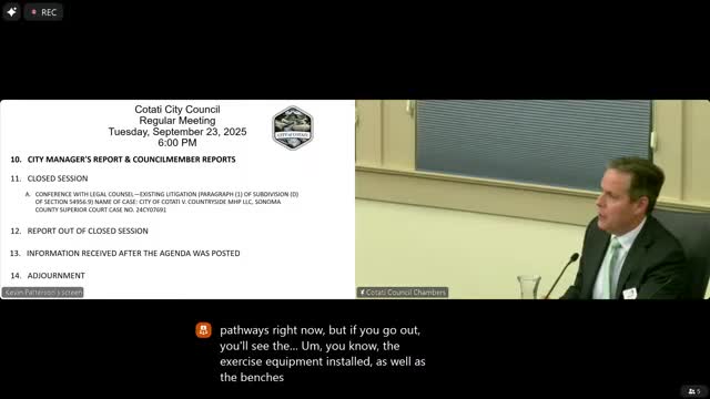 Cotati City Council Highlights Progress on Parks and Environmental Initiatives