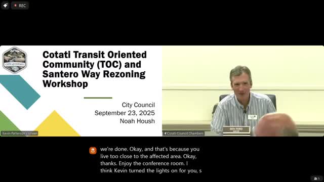 Cotati Council Discusses Transit Oriented Community Policies and Santero Way Rezoning