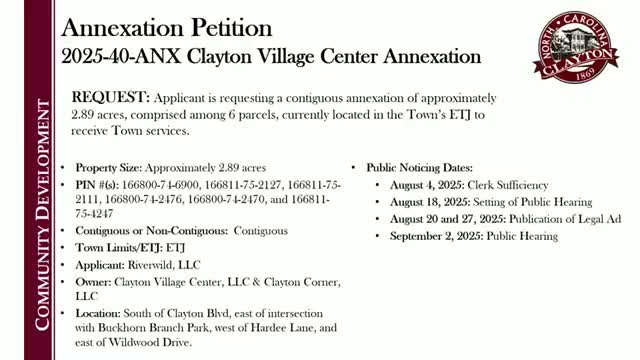 Council updates ordinance language to finalize Clayton Village Center annexation and correct clerical errors