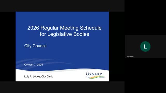 Oxnard City Council Proposes 2026 Meeting Schedule with New Committee Structure