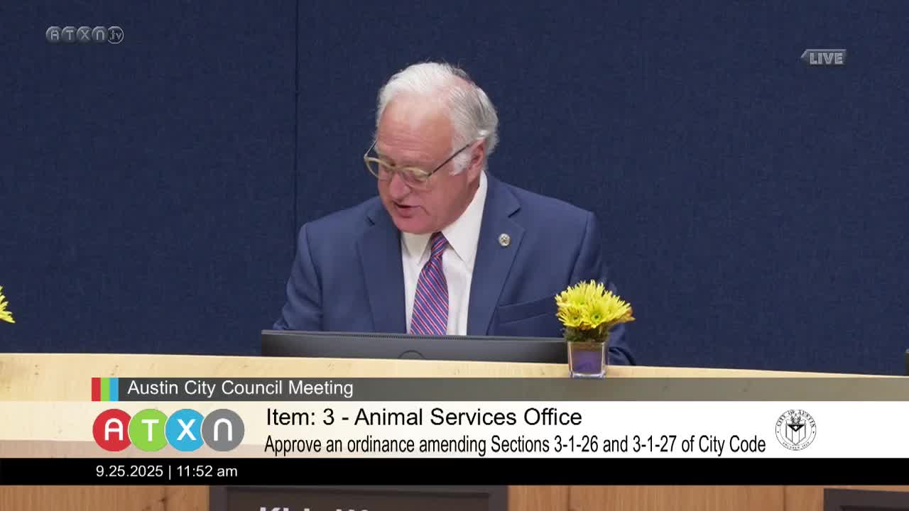 Austin City Council debates animal shelter ordinance impacting rescued pets and reporting practices