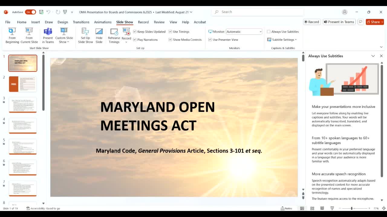 Maryland Board Reviews Compliance with Open Meetings and Public Information Acts