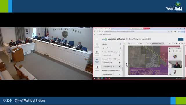 Council opens public hearing on 11.9-acre Ivy Ridge annexation at 1303 E. State Road 38; decision deferred to September