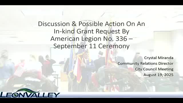 Leon Valley waives $975 in fees for American Legion 9/11 remembrance; council to split cost with legion in next budget year