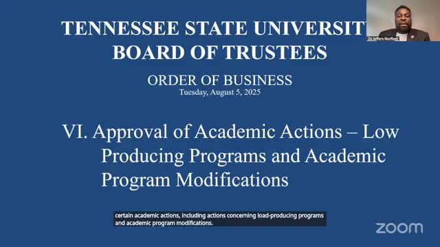 TSU trustees approve grouped academic program modifications; provost says proposals came through faculty channels