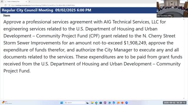 Tomball approves $1.91 million HUD-funded contract for North Cherry Street storm-sewer work