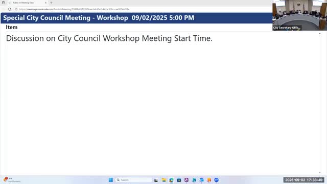 Council reaches consensus to hold workshops at 5 p.m.; add proposed future agenda items to regular meeting