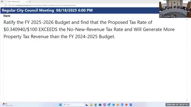 Tomball Council ratifies FY2025–26 budget and adopts 0.34094 tax rate