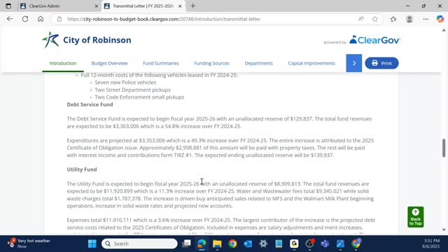 Utility fund projections rise as Walmart and MFS plants come online; council warned wastewater capacity may need expansion