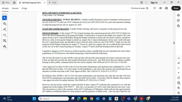 Robinson council sets meeting to adopt budget and tax rate after debate over $33M in debt for streets and fire truck