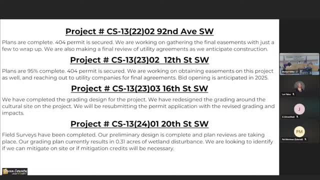 County approves multiple road pay estimates, staff updates wetland and easement issues