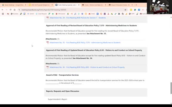 Board awards multi‑year transportation contract to Johannes Bus Services with stepped rate increases