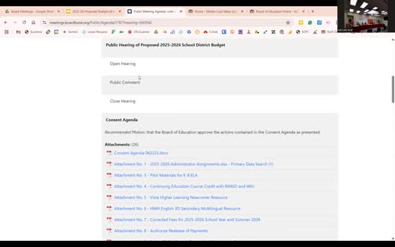 Moline‑Coal Valley CUSD 40 board adopts 2025‑26 budget after public hearing