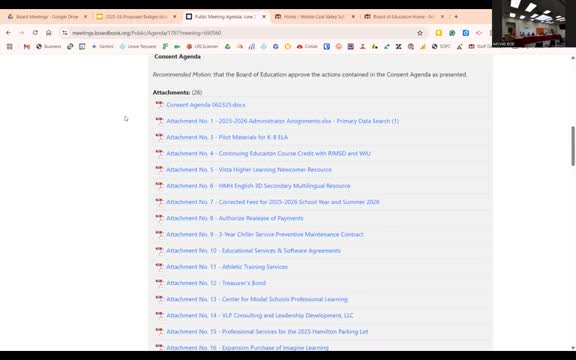 Board approves consent agenda including consolidated district plan and student-teaching agreement