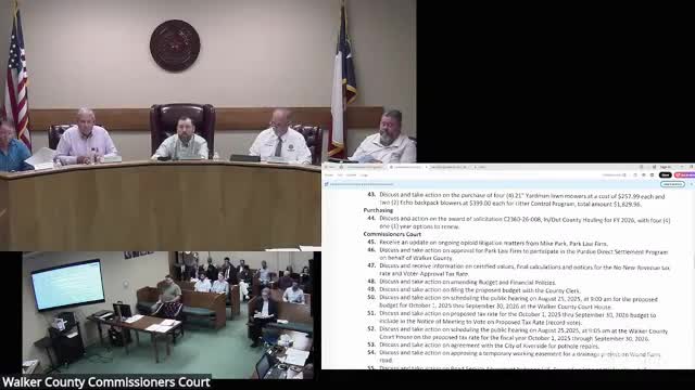 Walker County court files proposed budget, sets tax-rate notices and directs EMS pay boost for recruitment