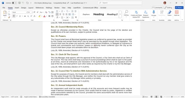 Committee reviews charter language barring council from directing staff and asks whether a censure policy should be added